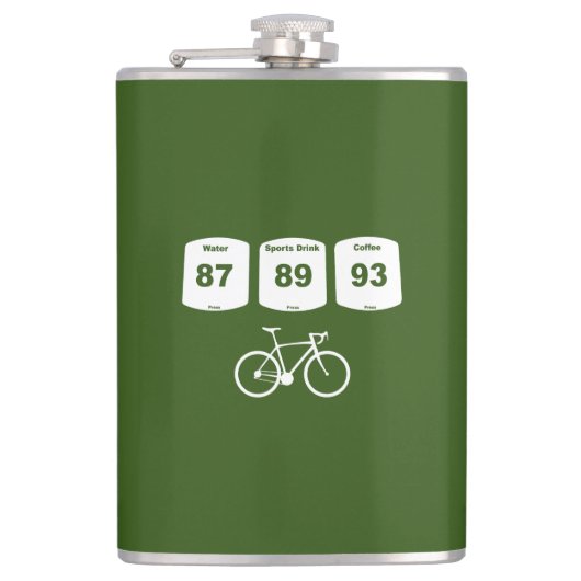 Fahrradbrennstoff: Wasser, Sportgetränk, Kaffee Flachmann (Vorderseite)