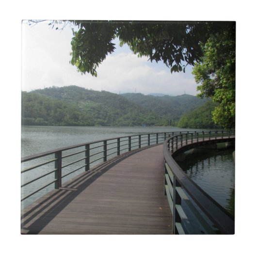 Fahrradbrücke über Wasser Fliese (Vorderseite)