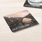 Fahrräder am Sonnenuntergang in Amsterdam Rechteckiger Pappuntersetzer (angewinkelt)