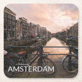 Fahrräder am Sonnenuntergang in Amsterdam Rechteckiger Pappuntersetzer (Vorderseite)