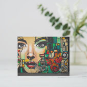 Fahrräder an der Graffiti-Wand Feiertagspostkarte (Stehend Vorderseite)