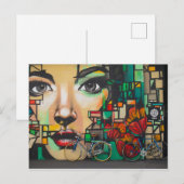 Fahrräder an der Graffiti-Wand Postkarte (Vorne/Hinten)