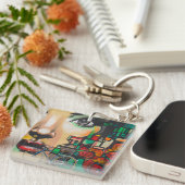 Fahrräder an der Graffiti-Wand Schlüsselanhänger (Vorderseite rechts)