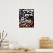 Fahrräder auf dem Rack bei einem Triathlon-Rennen  Poster (Küche)