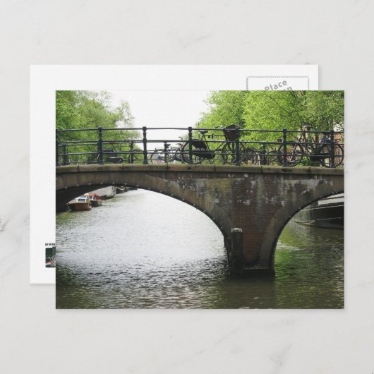 Fahrräder auf der Amsterdam Bridge PostCard Postkarte (Vorne/Hinten)