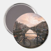 Fahrräder bei Sonnenuntergang in Amsterdam Magnet (Vorderseite/Rückseite)
