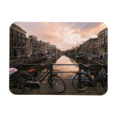 Fahrräder bei Sonnenuntergang in Amsterdam Magnet (Horizontal)