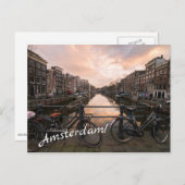 Fahrräder bei Sonnenuntergang in Amsterdam Postkarte (Vorne/Hinten)