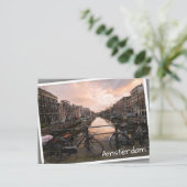 Fahrräder bei Sonnenuntergang in Amsterdam Postkarte (Stehend Vorderseite)