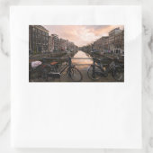 Fahrräder bei Sonnenuntergang in Amsterdam Rechteckiger Aufkleber (Tasche)