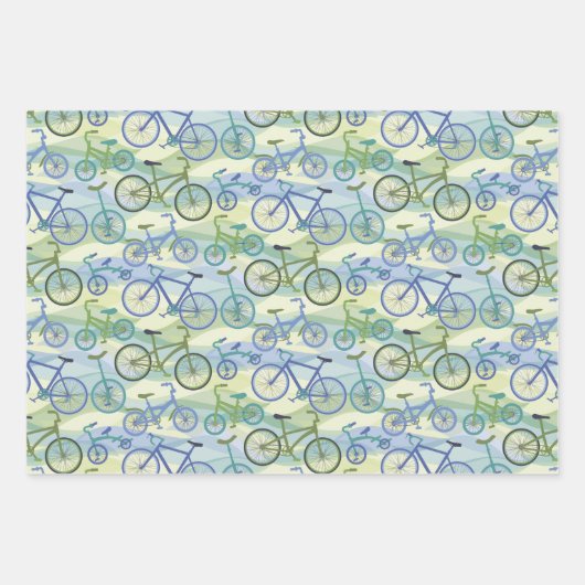 Fahrräder Blue Green Geschenkpapier Set (Vorderseite)