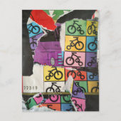 Fahrräder bunte Mixed-Media-Collage Postkarte (Vorderseite)