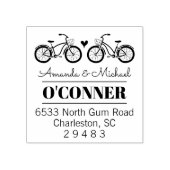 Fahrräder Couple Hochzeits-Briefmarke Rücksendeadr Gummistempel (Prägung)