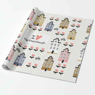 Fahrräder der Amsterdamer Stadtarchitektur nahtlos Geschenkpapier
