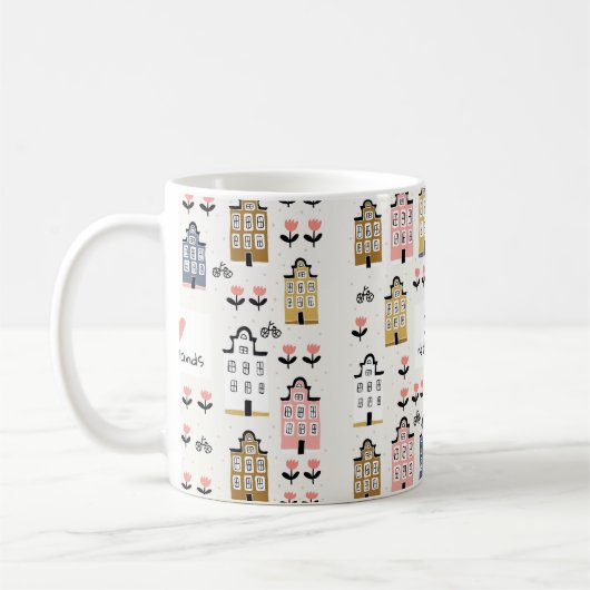 Fahrräder der Amsterdamer Stadtarchitektur nahtlos Kaffeetasse (Links)