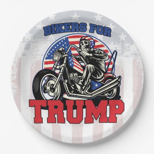 Fahrräder für TRUMP Patriotic President Motorcycle Pappteller (Vorderseite)