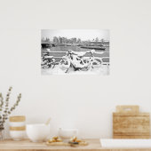 Fahrräder im Schnee in Amsterdam, Niederlande Poster (Küche)