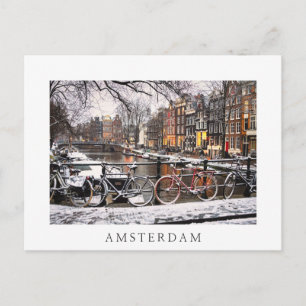 Fahrräder im Schnee in Amsterdam Postkarte