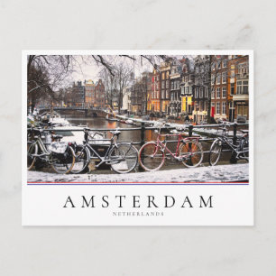 Fahrräder im Schnee in Amsterdam Postkarte