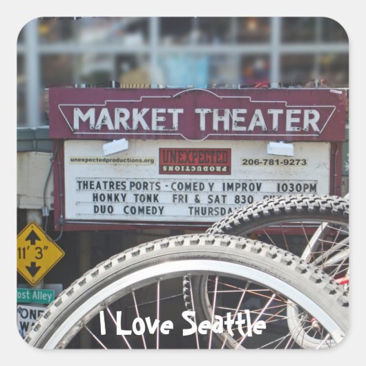 Fahrräder im Theater Quadratischer Aufkleber (Vorderseite)