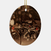 Fahrräder in der Schnee Keramik Ornament (Rechts)