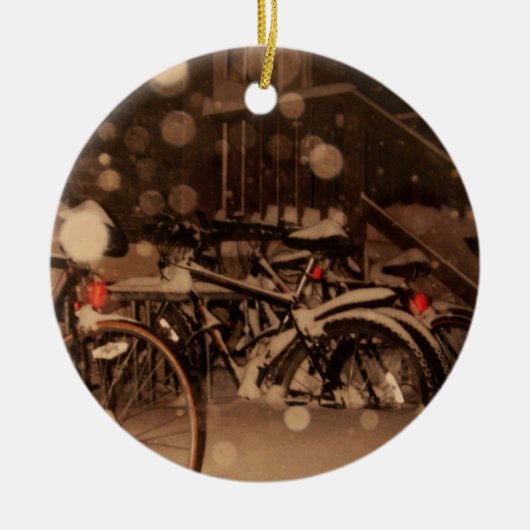 Fahrräder in der Schnee Keramik Ornament (Vorne)