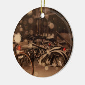 Fahrräder in der Schnee Keramik Ornament (Links)