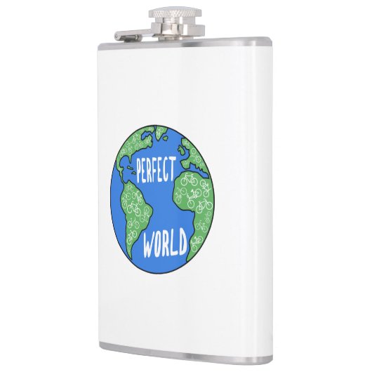 Fahrräder machen eine perfekte Welt Flachmann (Links)