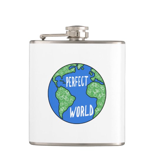 Fahrräder machen eine perfekte Welt Flachmann (Vorderseite)