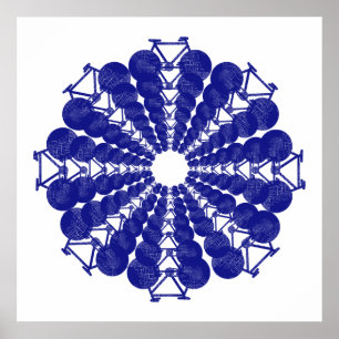 Fahrräder mandala, rund & grafisch poster
