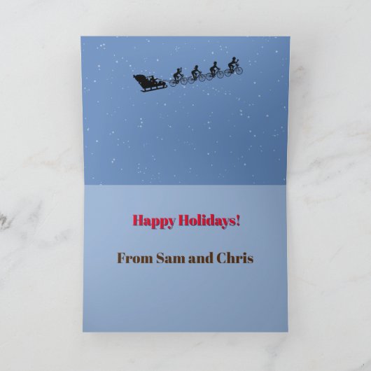Fahrräder Pulling Schlitten geklappte Grußkarte Karte (Innenseite)