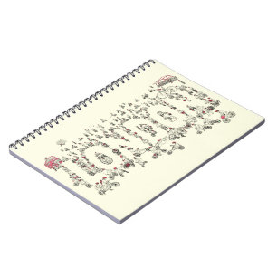 Fahrräder rund um London detaillierte Illustration Notizblock