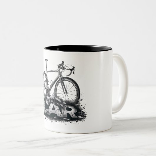 Fahrräder über Autos Zweifarbige Tasse (VorderseiteRechts)