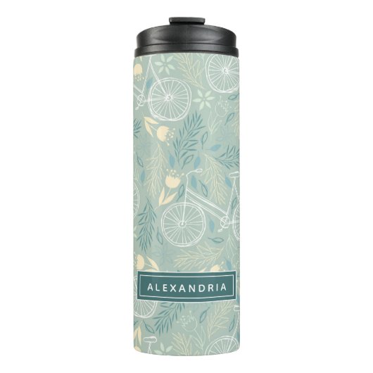 Fahrräder und Blätter Thermosbecher (Vorderseite)