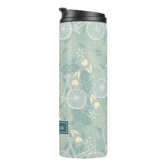 Fahrräder und Blätter Thermosbecher (Nach rechts gedreht)