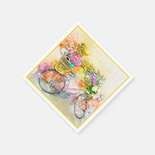 Fahrräder und Blume Serviette (Ecke)