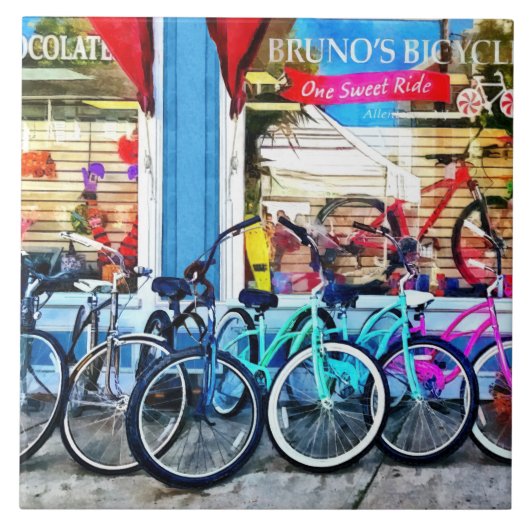 Fahrräder und Schokolade Fliese (Vorderseite)