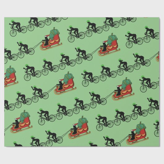 Fahrräder ziehen Santa's Schlitten Geschenkpapier (Flach)
