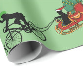 Fahrräder ziehen Santa's Schlitten Geschenkpapier (Rolleneckpunkt)
