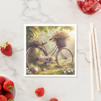 Fahrräder zwischen Blume, Party-Servietten 50 Serviette