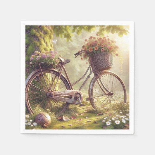 Fahrräder zwischen Blume, Party-Servietten 50 Serviette (Vorderseite)
