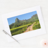 Fahrradfahren auf dem rechteckigen Aufkleber Moore (Umschlag)