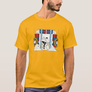Fahrradfahren durch den Cartoon des Autos T-Shirt