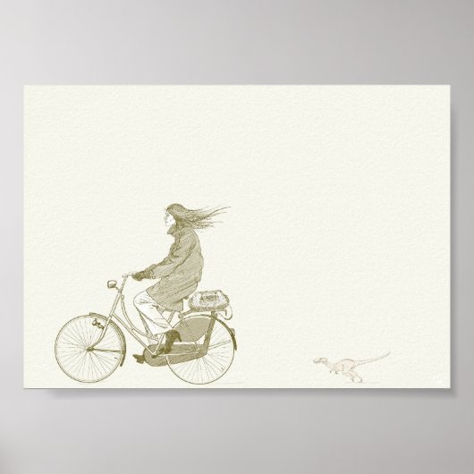 Fahrradfahren mit Dinosaurier 7x5 Poster (Vorne)