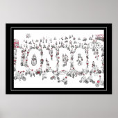 Fahrradfahren rund um London Line Art Poster (Vorne)