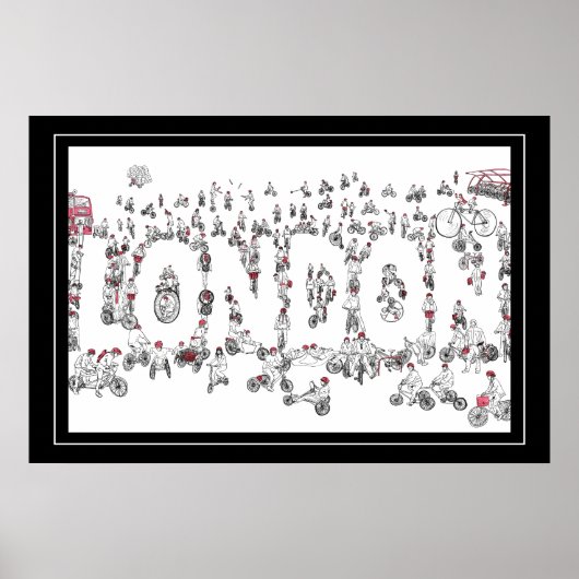 Fahrradfahren rund um London Line Art Poster (Vorne)