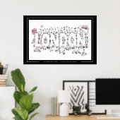 Fahrradfahren rund um London Line Art Poster (Heimbüro)