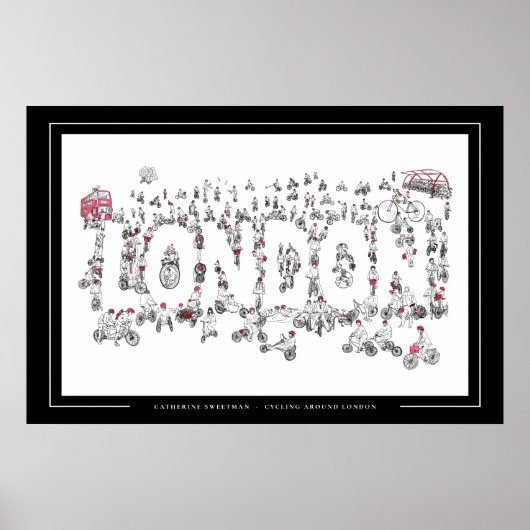 Fahrradfahren rund um London Line Art Poster (Vorne)