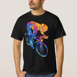 Fahrradfahrer Aquarell Farbige | Dynamische Fahrra T-Shirt