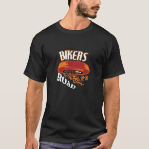 Fahrradfahrer auf dem T-Shirt "Road Flaming Wheel"